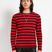 Unisex Long Sleeve Stripped Top by Tripp NYC - Black/Red