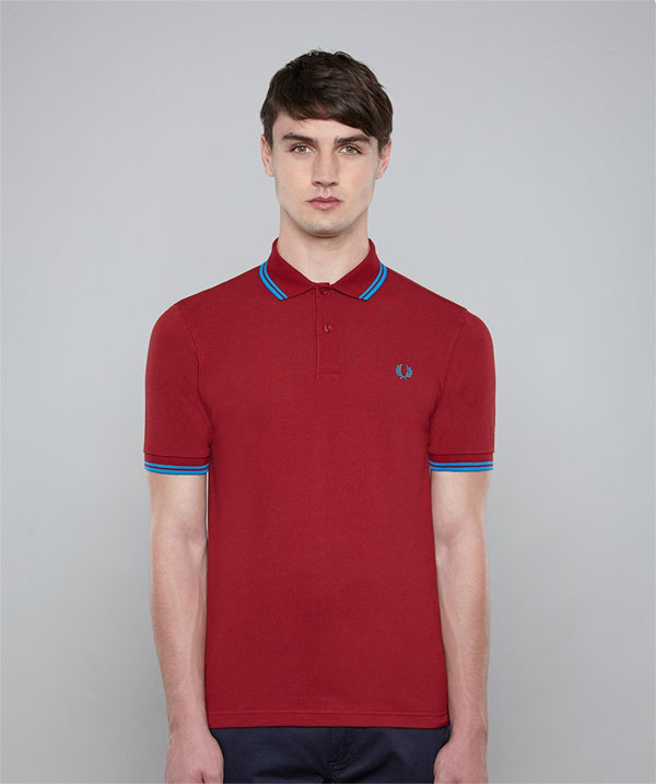 Fred Perry Slim Fit Polo Shirt- ROSSO / CLR BLUE (Sale price!)