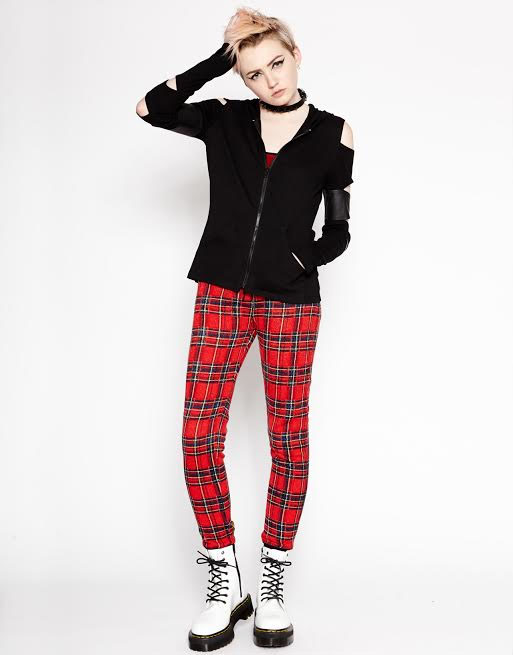 red plaid joggers womens