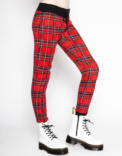 red plaid joggers womens