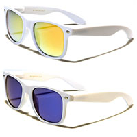 Sunglasses- WHITE WITH MIRRORED LENS- SALE Green only