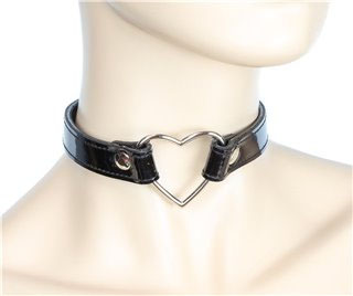 Heart Ring Choker by Funk Plus- Black Patent