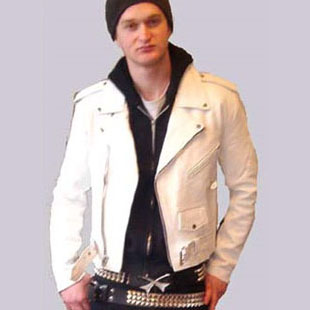 Motorcycle Jacket- WHITE Cowhide Leather