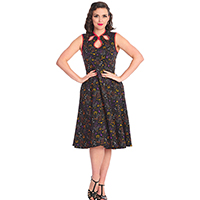 All Hallows Retro Print Halloween Cat Swing Dress by Banned Apparel 