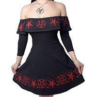 Satanic Circle Baphomet Ruffle Dress by Kreepsville 666 - SALE M only