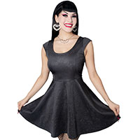 Death Repeat Print Embossed Skater Dress by Kreepsville 666