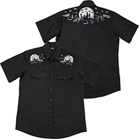 Nighttime Cemetery Button Up Western shirt by Kreepsville 666 - black embroidery