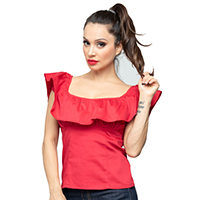 Senorita Top by Steady - in Solid Red - SALE