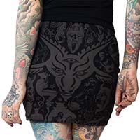 Baphomet Goat Head Mini Skirt by Kreepsville 666 - in Grey - SALE 2X only