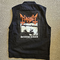 Black Denim Vest (Size S) With Sewn On Back Patch- MAYHEM