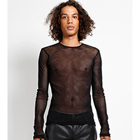 Mens Long Sleeve Black Fishnet Top by Tripp NYC 