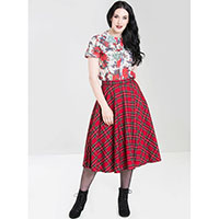 Irvine Red Tartan 50's Skirt by Hell Bunny 