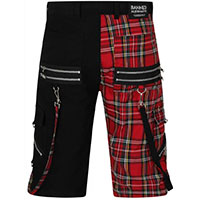 Split Leg Plaid/Black Cotton Blend Bondage Shorts by Banned Apparel 