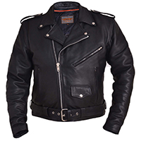 Premium Cowhide Black Leather Motorcycle Jacket by Unik International (Sale price!)