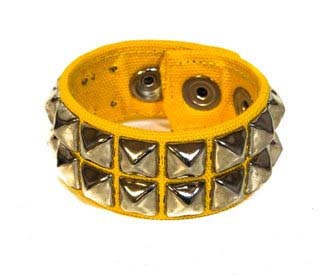 2 Row Pyramid Bracelet by Funk Plus- Yellow Canvas