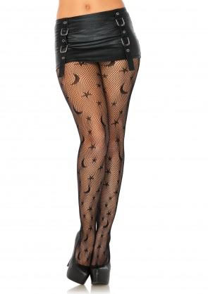 Celestial Moons & Stars Fishnet Pantyhose