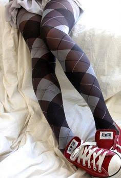 Argyle Tights- Grey/Black/White