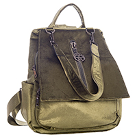 Cheyanne Khaki Green Velvet Backpack by Banned Alternative