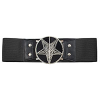 Wide Elastic Retro Belt by Kreepsville  666 -  Goat Head on Black