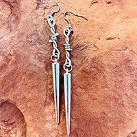 Barbwire Spike Dangle Earrings by Switchblade Stiletto