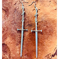 Barbwire Sword Dangle Earrings by Switchblade Stiletto