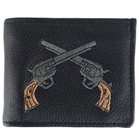 Pistols on a Black Leather Billfold Wallet by Mascorro Leather