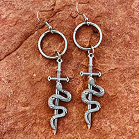 Snake Hoop Dangle Earrings by Switchblade Stiletto