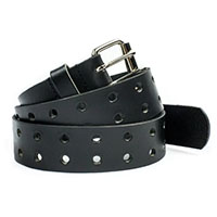 Black Leather Double Hole Belt by Mascorro Leather