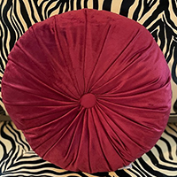 Tuffted Round Velvet Pillow by Sourpuss - Burgundy - SALE