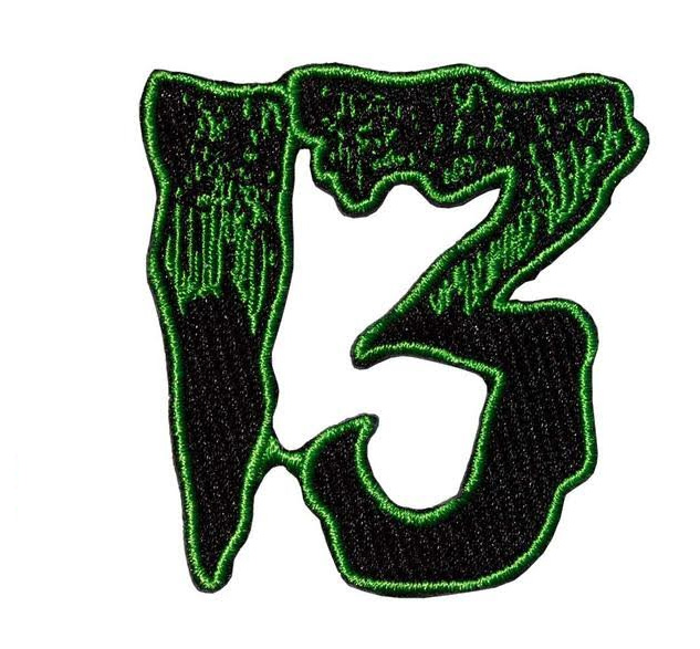 Unlucky 13 Embroidered Patch by Kreepsville 666 - Green (ep687)