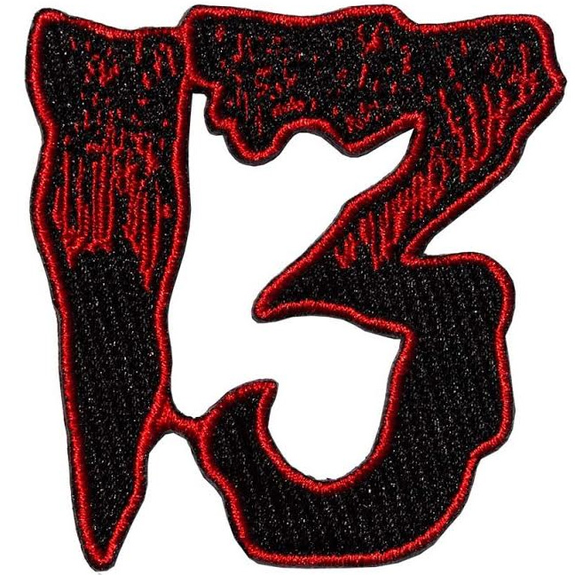 Unlucky 13 Embroidered Patch by Kreepsville 666 - Red (ep688)