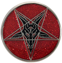 Goat Baphomet Enamel Pin Badge by Kreepsville 666 - Red Glitter (MP212) 