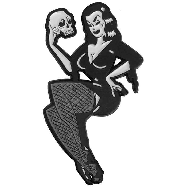 Vampira Holding Skull Enamel Pin from Kreepsville (MP77)