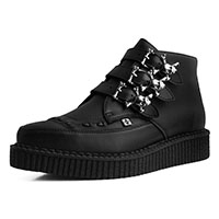 Black TUKskin (Vegan) 3 Skull Buckle Creeper Boot by T.U.K. - SALE mens 6/womens 8 only