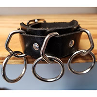 3 Ring bondage bracelet- Black Leather (Sale price!)