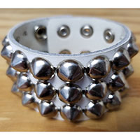 3 Row Cone Bracelet- White Leather  - SALE