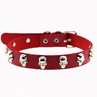 LeStrange Skull Stud Choker by Banned Apparel - in red faux leather