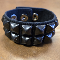 2 Row BLACK Pyramid Bracelet by Funk Plus- Black Canvas