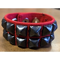 2 Row BLACK Pyramid Bracelet by Funk Plus- Red Canvas