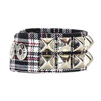 2 Row Pyramid Bracelet by Funk Plus- Black Plaid