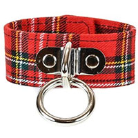 1 Bondage Ring on a Red Plaid Bracelet by Funk Plus