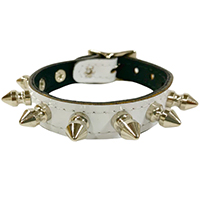 1 Row  Of 1/2" Spikes on a Patent Buckle Bracelet by Funk Plus- WHITE