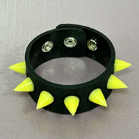 1 Row Spikes Glow In The Dark Rubber Bracelet by Funk Plus- Black/Yellow