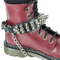 2 Rows 1/2" Spikes And 1 Row 1" Spikes Boot Strap With Chain by Funk Plus