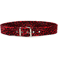 Fuzzy Red Leopard belt by Funk Plus (Vegan)