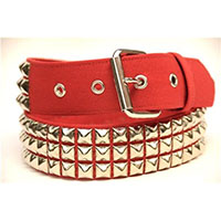 3 Rows Of Pyramids on a RED CANVAS belt by Funk Plus (Vegan)