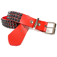 3 Rows Of Black Pyramids on a Red Matte Vegan belt by Funk Plus (Vegan)