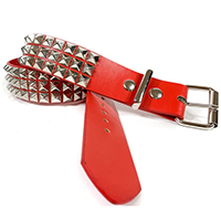 3 Rows Of Pyramids on a Red Matte Vegan belt by Funk Plus (Vegan)