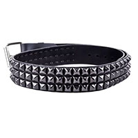 3 Rows Of Black Pyramids on a Black VEGAN Leather Belt by Funk Plus