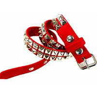 2 Rows Of Pyramids on a RED CANVAS belt by Funk Plus (Vegan)